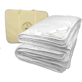Abolengo de Alpaca Alpaka Bettdecke 4 Jahreszeiten, Premium Line, Füllung aus 100% Baby Alpaka (155x220cm) 2 Decken zum zusammenknüpfen 1x Sommer und 1x Gzj, Bezugsstoff: 200er Baumwollbatist