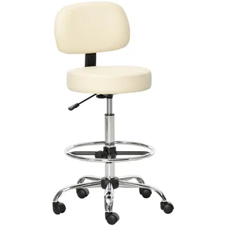 Homcom Barhocker Drehstuhl Höheverstellbarer Barstuhl mit Lehne aus Kunstleder-Leder , Kunststoff , 57x104x56 cm , Esszimmer, Barmöbel, Barhocker