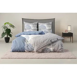 MY HOME Tesso Ornament Blau 200 x 200 cm + 80 x 80 cm