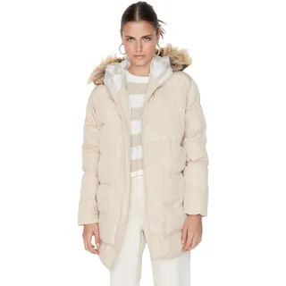 TRENDYOL Damen Trendyol Damen Oversize Puffer Plain Webstoff Winterjacke Coat, Beige, XS EU