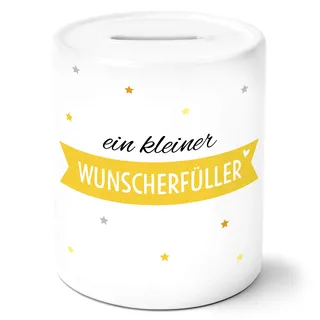 OWLBOOK® Hochzeitsgeschenke für Brautpaar Geld I Geldgeschenk Hochzeit I Geschenk Hochzeit Geldgeschenke zur Hochzeit I Geld schön verpacken Hochzeit I Spardose | Wünscheerfüller Gelb | Keramik