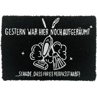 Relaxdays Fußmatte Kokos 60x40cm, Türvorleger Spruch, rutschfest, wetterfest, Fußabstreifer innen & außen, schwarz