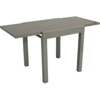 DEGAMO Balkontisch Gartentisch Ausziehtisch MARINA 70x70cm, ausziehbar auf 140cm, Gestell Aluminium  + Glas grau - Grau