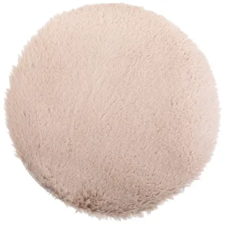 Brandsseller Sitzkissen Teppich Ø 38 cm Lammfelloptik rund Kunstfell Fellimitat Langflorteppich Lammfellauflage Schaffellimitat - Taupe/Beige