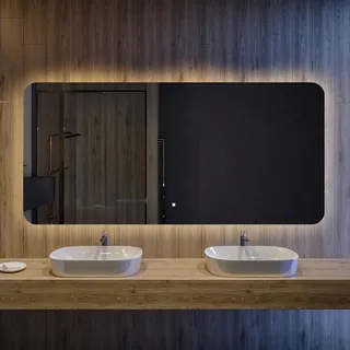 Badspiegel 80x80 cm - Vertikal mit LED Beleuchtung - LED Farbe Neutrallweiß 4500K - TZA105 - Touch Schalter - Individuell Nach Maß - Beleuchtet Wandspiegel Lichtspiegel Badezimmerspiegel - Transparent