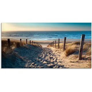 Artland Glasbild »Weg zum Nordseestrand Sonnenuntergang«, Strand, (1 St.), in verschiedenen Größen, beige