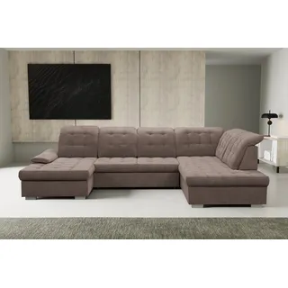 WERK2 Wohnlandschaft »Kordula-New Multifunktion Couch, Breite 332cm, U-Form« Sofa in U-Form mit Schlaffunktion & Bettkasten, Schlafcouch, braun