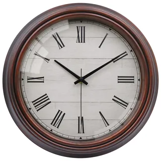 VIKMARI Wanduhr 30cm Ohne Ticken - Leise Vintage für Wohnzimmer & Küche | Geräuschlose Landhausstil Wanduhr (30cm), römische Ziffern & gehärtetes Glas. Perfekte Wanddeko für Wohnzimmer und Küche.