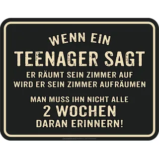 Deko Blechschild für Teenager: Zimmer aufräumen