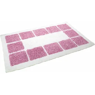 MESANA Badematte »Karo Melange« Höhe 15 mm rutschhemmend beschichtet fußbodenheizungsgeeignet modernes Design, mit Bordüre, rechteckig & quadratisch erhältlich, pink