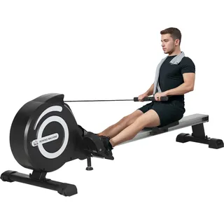 HOMCOM Rudergerät für Zuhause, Klappbar Rudermaschine mit 8 Stufen Magnetbremssystem, LCD-Anzeige, für Ganzkörpertraining, Alu, Schwarz