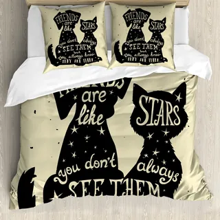 ABAKUHAUS inspirativ Bettbezug, Cat Hundefreunde, Milbensicher Allergiker geeignet mit Kissenbezügen, 155 cm x 220 cm - 80 x 80 cm, Black Tan - Schwarz