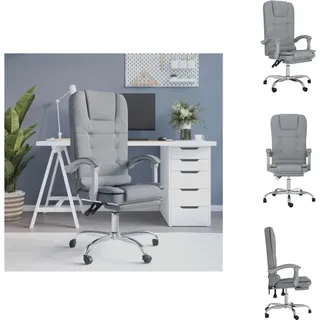 vidaXL Bürostuhl mit Massagefunktion Hellgrau Stoff -  Bürostühle - Grau