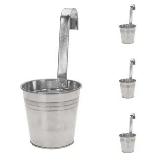 4x Blumentopf zum Aufhängen Pflanzgefäß Balkontopf Hängetopf Ø13xH28cm - Silber