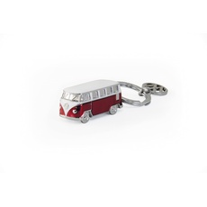 Bild VW Collection - Volkswagen Emaillierter 3D Metall Schlüssel-Anhänger-Ring Schlüsselbund-Accessoire Keyholder im T1 Bulli Bus Design (Classic Bus/Rot)