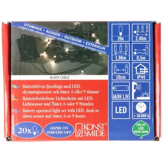 Konstsmide LED Lichterkette 2 m Schwarz Warmweiß