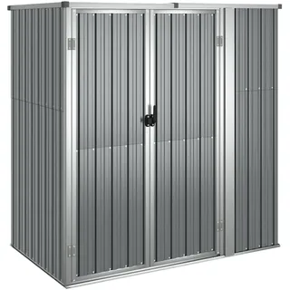 ACAGALA Metall Gerätehaus Geräteschuppen Gartenhaus 161 x 89 x 161 cm, Gartenschrank Wetterfester Metallschuppen mit Doppeltüren, Ideal für Gartenwerkzeug & Fahrräder - Verzinkter Stahl, Grau
