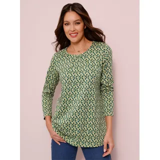 Longshirt CLASSIC BASICS "Longshirt", Damen, Gr. 56, grün (lindgrün, moos, bedruckt), 100% Baumwolle, gemustert, mehrfarbig, Rundhals, Shirts Longshirt