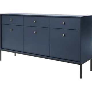 Selsey Sideboard Monne Kommode 3-türig mit 3 Schubladen, Dunkelblau im Vintage Look - Dunkelblau
