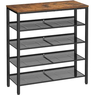 VASAGLE Schuhregal 75 x 93 x 28 cm vintagebraun-tintenschwarz / braun-schwarz
