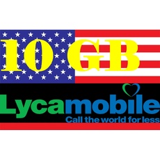 LycaMobile Prepaid SIM USA – 10 GB 5G /4G LTE – Unbegrenzte internationale Anrufe und SMS – 30 Tage