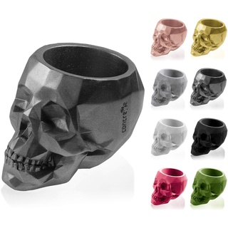 CONCRETTE Blumentopf Blumenkübel Zement-Pflanzkübel Übertopf aus Beton Skull Low-Poly Ø 5 cm/Ø 7,6 cm/Ø 11 cm/Ø 24 cm | 17 Farben