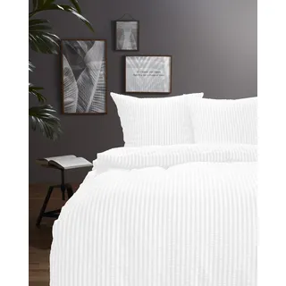 Bettwäsche FLEURESSE "Rio", weiß, B/L: 135cm x 200cm, 1 Stk., 1 Stk., Seersucker, B/L: 80cm x 80cm, 2 Stk., Seersucker, Obermaterial: 100% Baumwolle, Bettwäsche, Bettwäsche, Feine buntgewebte Seersucker-Bettwäsche mit Reißverschluss