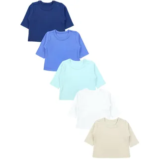 Langarmshirt TUPTAM "Shirt Baby Jungen Langarmshirt 5er Set", Mädchen, Gr. 62, blau (blau_weiß_beige), Obermaterial: 100% Baumwolle CO., Shirts Langarmshirt