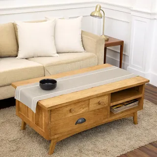 Solino Home Tischläufer aus Leinen, gestreift, 100 % Leinen, Tischläufer 35,6 x 152,4 cm, Weiß und Natur, für Thanksgiving, Weihnachten, Urlaub, Winter - handgefertigt aus europäischem Flachs