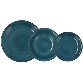 Quid Saphir Vita Geschirr aus Keramik, 18 Stück, 6 Personen, Blau