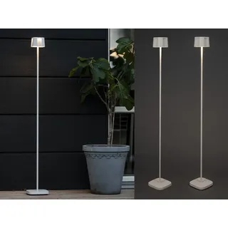 Set Kleine Akku Stehlampe 120cm für Outdoor kabellos Terrassenlampen ohne Kabel - Weiß