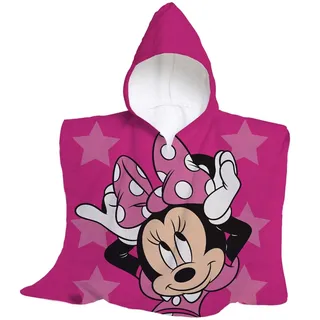hermet, Disney, Minnie Mouse Strandtuch mit Kapuze, Maxi-Poncho für Kinder, 60 x 60 cm, Badetuch für Strand oder Pool, 100% weiche Baumwolle