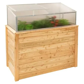 Klassik Plus 100 Lärchenholz Hochbeet mit Frühbeetaufsatz Lärchenholz 100x65x66 - Braun