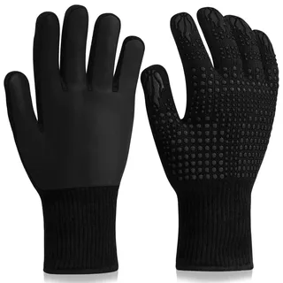 FITFETS Grillhandschuhe (Hitzebeständig), Ofenhandschuhe, rutschfeste Silikon - Feuerfeste Handschuhe, BBQ Handschuhe, Küchenkochhandschuhe