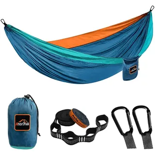 Anortrek Outdoor Hängematte 1 Person 280x140 cm [249kg Tragkraft] Ultraleicht – Camping-Zubehör mit Baumgurten, Atmungsaktive Nylon Reisehängematte für Wanderung & Garten