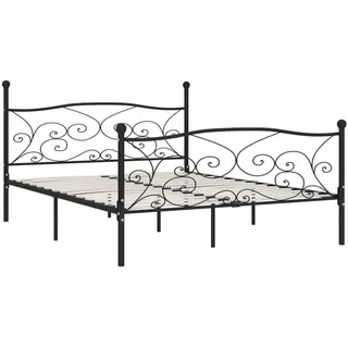 vidaXL Bettgestell mit Lattenrost Schwarz Metall 180 × 200 cm - Schwarz
