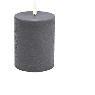 UYUNI Lighting LED Pillar Rustikale Kerze 7,8 x 10cm - Grau - Flammenlos