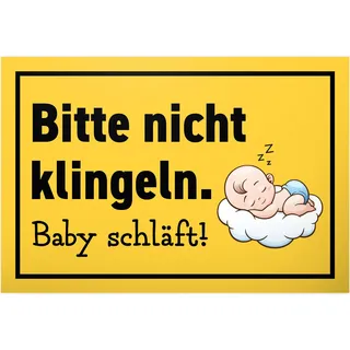 DankeDir! Bitte nicht Klingeln Baby schläft - 30 x 20 cm Schild - Kollegen Freunde Geschenk Junge Eltern Geschenkidee Deko - Wandschild Wanddeko Neugeborenes Spruchschild Türschild