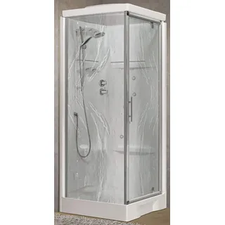 Novellini Neu Holiday GF80 Hammam 80x80cm Kabine Dusche Thermostat Aqua Silber