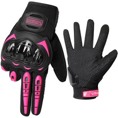 LVNRIDS Motorradhandschuhe Touchscreen Vollfinger Handschuhe für Herren Damen, für Motorradrennen Mountainbike Motorcross Rosa XL