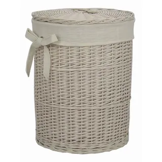 Landscape Wäschekorb , Beige , Holz, Textil , Weide , massiv , 20 l , rund , 46 cm , Innenfutter, handgemacht , Haushalt & Kleinelektro, Wäschepflege, Wäschekörbe & Wäschetonnen