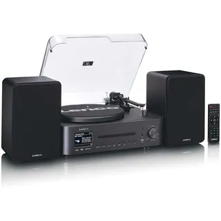 Lenco MC-760BK Stereoanlage DAB+, CD, MP3, Plattenspieler, Bluetooth®, Schwarz