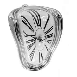 Relaxdays Tischuhr, Salvador Dali, für Tisch- & Regalkanten, Silber