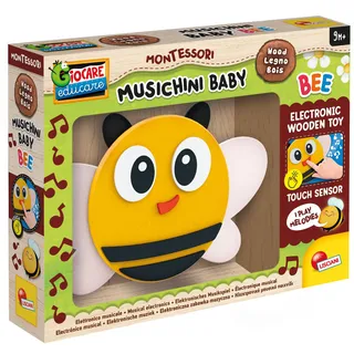 Liscianigiochi-Montessori Baby Wood- Musik: Biene-Musikalisches Bildungsspielzeug aus Holz für Babys ab 9 Monaten-Licht und Ton- Elektronisches Spielzeug mit Tastsensoren- Fördert auditive Erinnerung