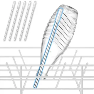 ecooe 5er-Set Flaschenhalter für Spülmaschine Geschirrkorb Spülmaschineneinsatz für SodaStream Crystal, DUO, TERRA Flaschen Aufsteckhalter Halterung mit verlängerte Silikonkappe, 26,7 cm