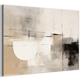 MuchoWow Metallbild Abstrakt - Kunst - Grau Deko Groß 120x80 cm , Hellgrau , Metall , Rechteckig , 120x80 cm , einfache und schnelle Anbringung , Bilder & Rahmen, Bilder, Holz & Metallbilder