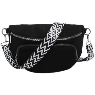Damen Umhängetasche aus Öko-Kordstoff – Großzügiges Fassungsvermögen, Schlichtes Modernes Design | Umweltfreundliche Crossbody Bag für Alltag & Reise (Vintage-Schwarz)