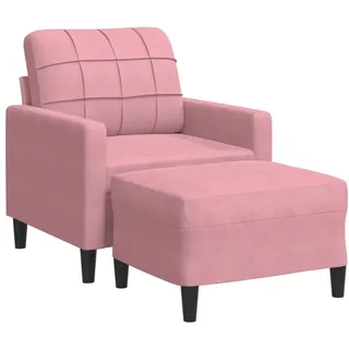 vidaXL Sessel mit Hocker Rosa 60 cm Samt - Rosa