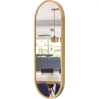 Badspiegel Wandspiegel Oval LEJA 120x48 cm mit Holzrahmen EICHE – höchste Qualität und Design für stilvolle Innenräume - Braun