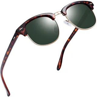 Joopin Retro Sonnenbrille Herren Halbrahmen Polarisiert UV400 Brille Half-Frame Sunglasses und Vintage Damen Sonnenbrille G15 Grün für Fahren und Tourismus (Schildkröte Grün)
